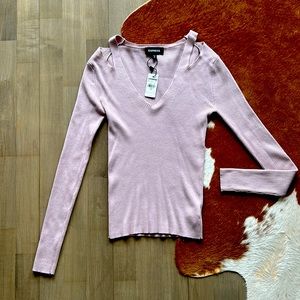 Never worn with tags Blush pink XS Express sweater with shoulder cutouts